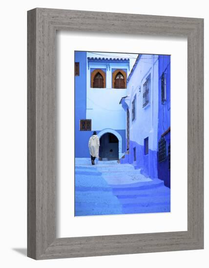 Man in Robe, Chefchaouen, Morocco, North Africa-Neil Farrin-Framed Photographic Print