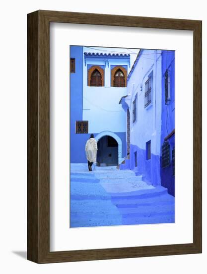 Man in Robe, Chefchaouen, Morocco, North Africa-Neil Farrin-Framed Photographic Print