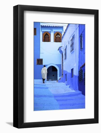 Man in Robe, Chefchaouen, Morocco, North Africa-Neil Farrin-Framed Photographic Print