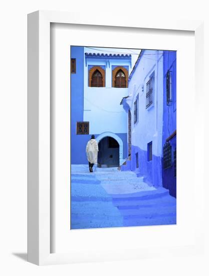 Man in Robe, Chefchaouen, Morocco, North Africa-Neil Farrin-Framed Photographic Print