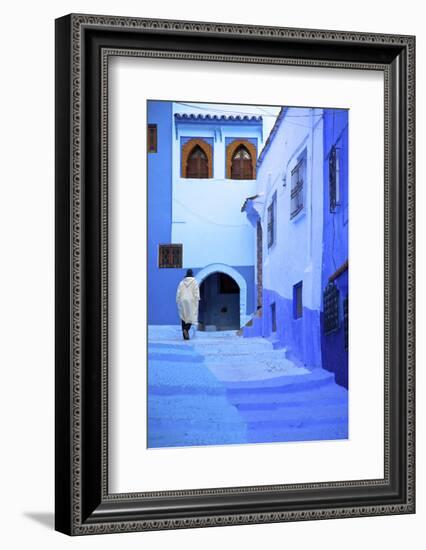 Man in Robe, Chefchaouen, Morocco, North Africa-Neil Farrin-Framed Photographic Print