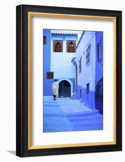 Man in Robe, Chefchaouen, Morocco, North Africa-Neil Farrin-Framed Photographic Print