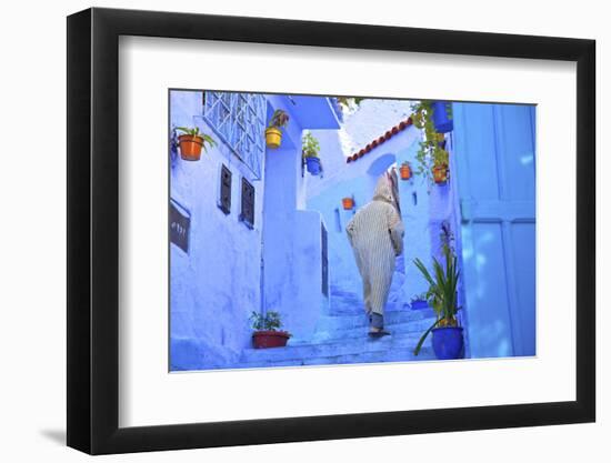 Man in Robe, Chefchaouen, Morocco, North Africa-Neil Farrin-Framed Photographic Print