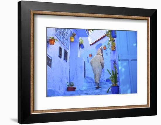 Man in Robe, Chefchaouen, Morocco, North Africa-Neil Farrin-Framed Photographic Print