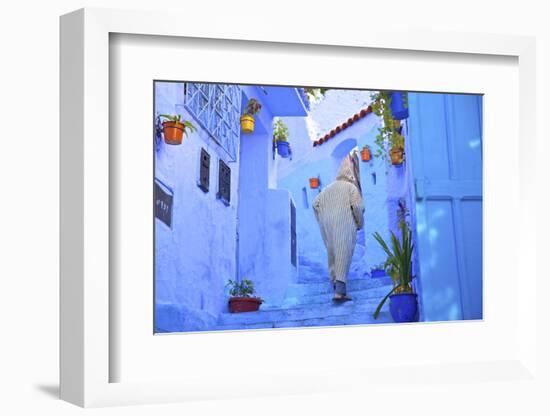 Man in Robe, Chefchaouen, Morocco, North Africa-Neil Farrin-Framed Photographic Print