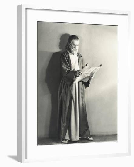 Man in Robe Reading Scroll-null-Framed Photo