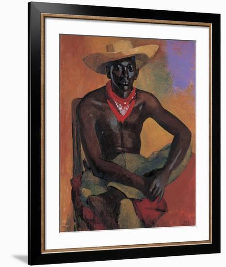 Man in Straw Hat-Boscoe Holder-Framed Premium Giclee Print