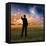 Man in Suit Touches Sky Creating Ripples-rolffimages-Framed Premier Image Canvas