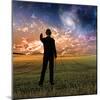 Man in Suit Touches Sky Creating Ripples-rolffimages-Mounted Photographic Print
