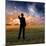 Man in Suit Touches Sky Creating Ripples-rolffimages-Mounted Photographic Print