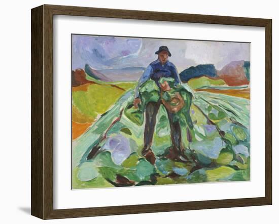 Man in the Cabbage Field, 1916 (Oil on Canvas)-Edvard Munch-Framed Giclee Print