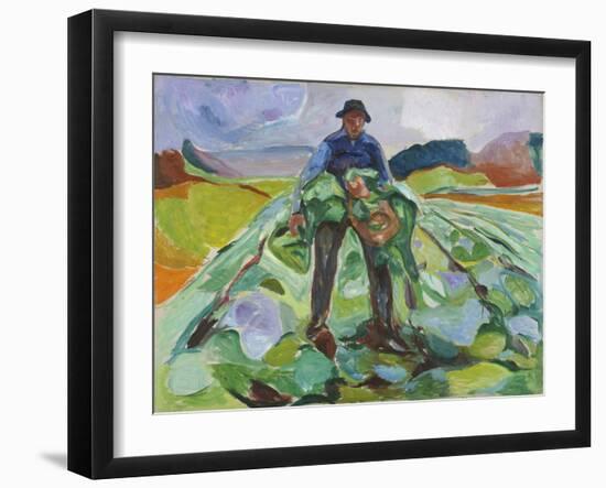 Man in the Cabbage Field, 1916 (Oil on Canvas)-Edvard Munch-Framed Giclee Print