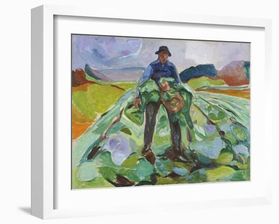 Man in the Cabbage Field, 1916 (Oil on Canvas)-Edvard Munch-Framed Giclee Print