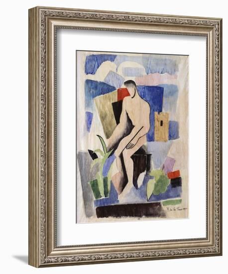 Man in the Country, Study for Paludes; Homme Dans Un Paysage, Etude Pour Paludes, c.1920-Roger de La Fresnaye-Framed Giclee Print