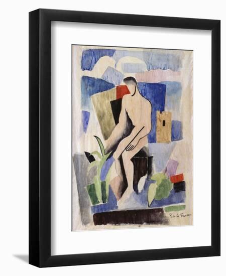 Man in the Country, Study for Paludes; Homme Dans Un Paysage, Etude Pour Paludes, c.1920-Roger de La Fresnaye-Framed Giclee Print