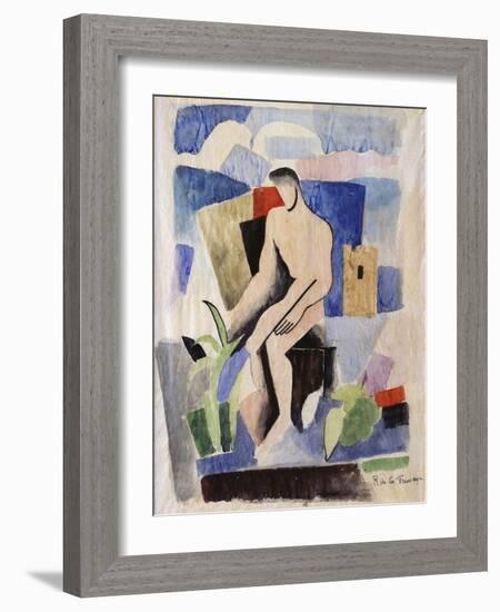 Man in the Country, Study for Paludes; Homme Dans Un Paysage, Etude Pour Paludes, c.1920-Roger de La Fresnaye-Framed Giclee Print