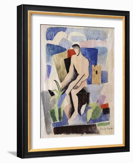 Man in the Country, Study for Paludes; Homme Dans Un Paysage, Etude Pour Paludes, c.1920-Roger de La Fresnaye-Framed Giclee Print