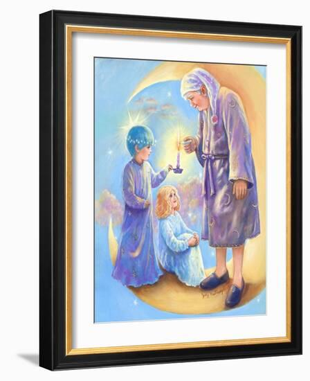 Man in the Moon Lighting Candle-Judy Mastrangelo-Framed Giclee Print