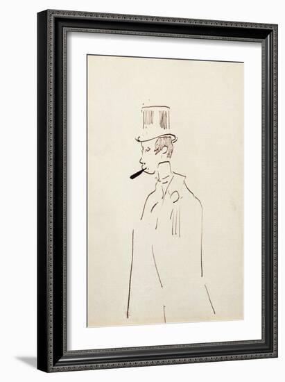 Man in Top Hat, C.1890 (Pen & Ink on Paper)-Henri de Toulouse-Lautrec-Framed Giclee Print