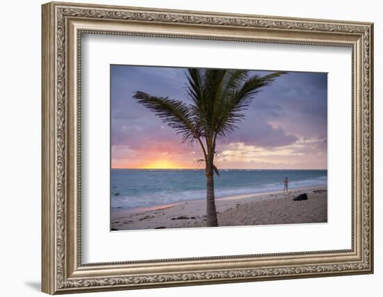 Man Jogging at Sunrise, Bavaro, Higuey, Punta Cana, Dominican Republic-Lisa S. Engelbrecht-Framed Photographic Print