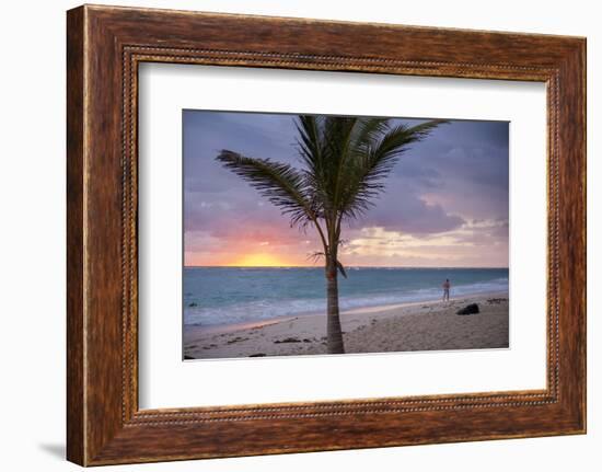 Man Jogging at Sunrise, Bavaro, Higuey, Punta Cana, Dominican Republic-Lisa S. Engelbrecht-Framed Photographic Print