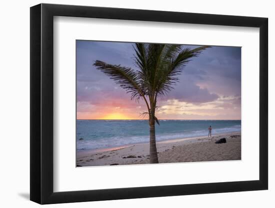 Man Jogging at Sunrise, Bavaro, Higuey, Punta Cana, Dominican Republic-Lisa S. Engelbrecht-Framed Photographic Print