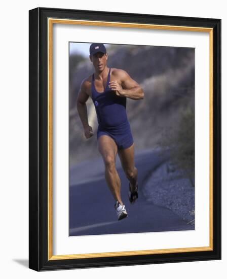 Man Jogging Down a Hill-null-Framed Photographic Print