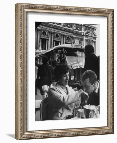 Man Kissing Woman's Hand at the Cafe de La Place de L'Opera-Loomis Dean-Framed Photographic Print