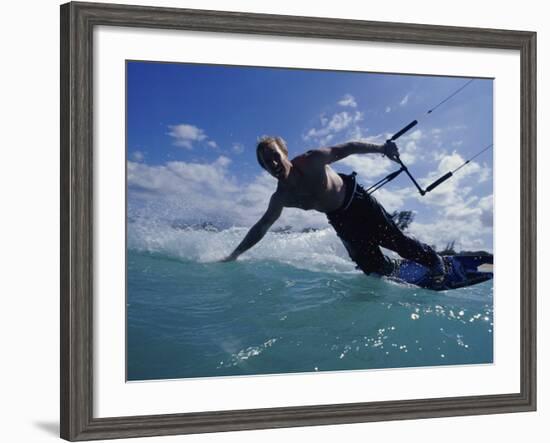 Man Kitesurfing on the Surface of Water-null-Framed Photographic Print