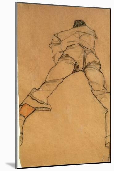 Man Lying Face Down, Back View, 1910-Egon Schiele-Mounted Giclee Print