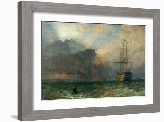 Man O'War and a Stormy Sunset (The Guardship), 1875-Henry Dawson-Framed Giclee Print