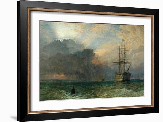 Man O'War and a Stormy Sunset (The Guardship), 1875-Henry Dawson-Framed Giclee Print