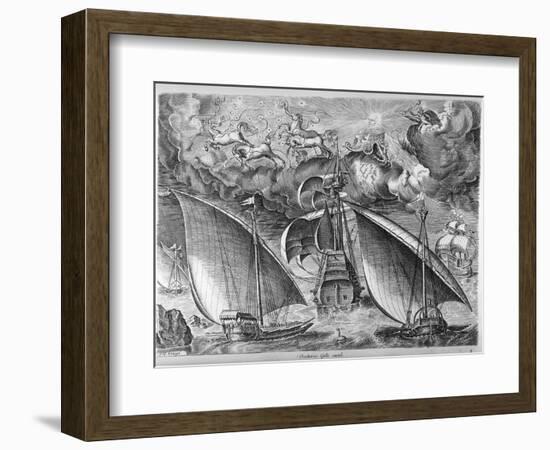 Man of War Between Two Galleys, 1565-Pieter Bruegel the Elder-Framed Giclee Print