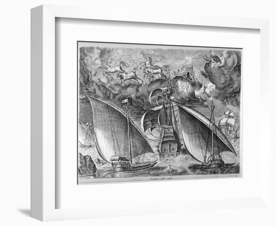 Man of War Between Two Galleys, 1565-Pieter Bruegel the Elder-Framed Giclee Print