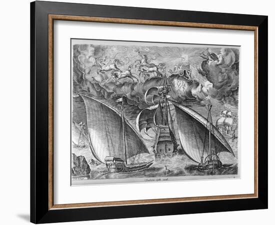 Man of War Between Two Galleys, 1565-Pieter Bruegel the Elder-Framed Giclee Print