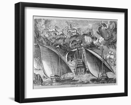 Man of War Between Two Galleys, 1565-Pieter Bruegel the Elder-Framed Giclee Print