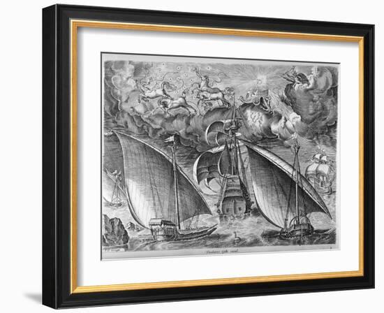 Man of War Between Two Galleys, 1565-Pieter Bruegel the Elder-Framed Giclee Print