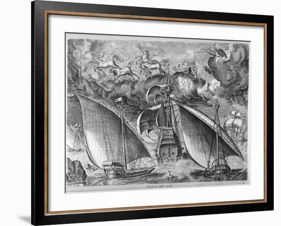 Man of War Between Two Galleys, 1565-Pieter Bruegel the Elder-Framed Giclee Print