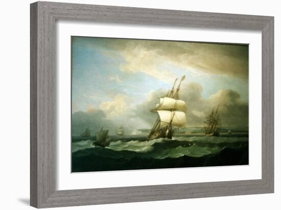 Man of War in Choppy Seas, 1809-Thomas Luny-Framed Giclee Print