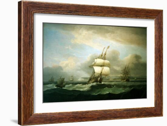 Man of War in Choppy Seas, 1809-Thomas Luny-Framed Giclee Print