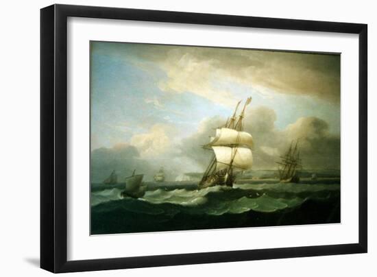 Man of War in Choppy Seas, 1809-Thomas Luny-Framed Giclee Print