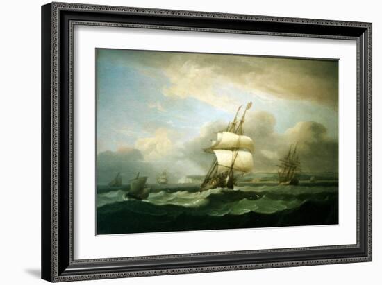 Man of War in Choppy Seas, 1809-Thomas Luny-Framed Giclee Print