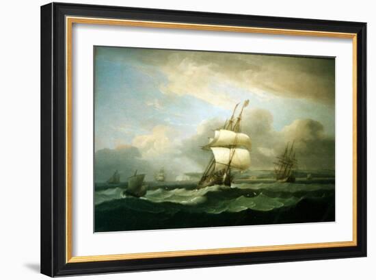 Man of War in Choppy Seas, 1809-Thomas Luny-Framed Giclee Print