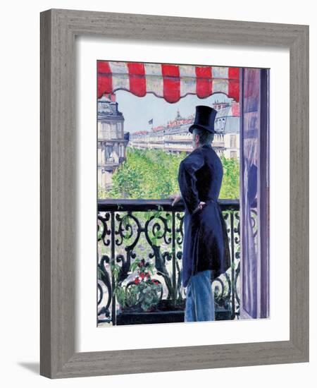 Man on a Balcony, Boulevard Haussmann, 1880-Gustave Caillebotte-Framed Giclee Print