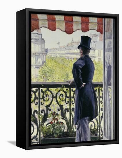Man on a Balcony, Boulevard Haussmann, 1880-Gustave Caillebotte-Framed Premier Image Canvas