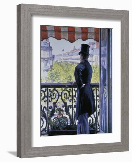 Man on a Balcony, Boulevard Haussmann, 1880-Gustave Caillebotte-Framed Giclee Print