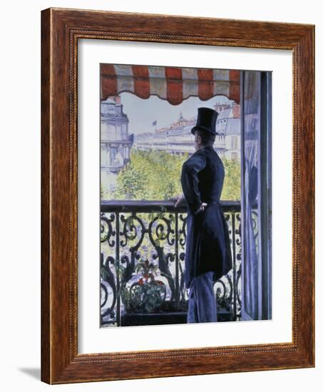 Man on a Balcony, Boulevard Haussmann, 1880-Gustave Caillebotte-Framed Giclee Print