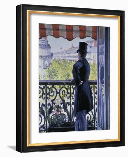 Man on a Balcony, Boulevard Haussmann, 1880-Gustave Caillebotte-Framed Giclee Print