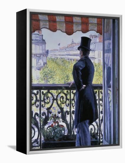 Man on a Balcony, Boulevard Haussmann, 1880-Gustave Caillebotte-Framed Premier Image Canvas