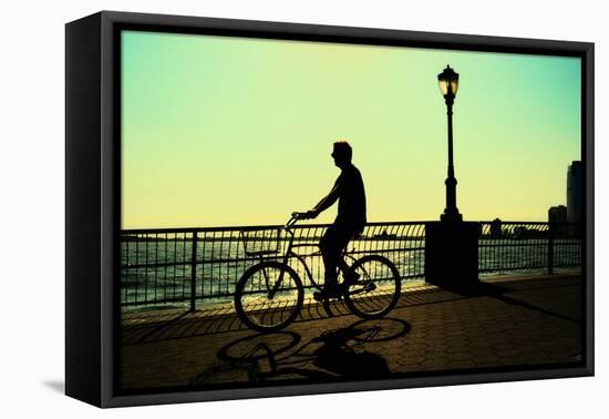 Man on a Bicycle, Battery Park, New York City-Sabine Jacobs-Framed Premier Image Canvas